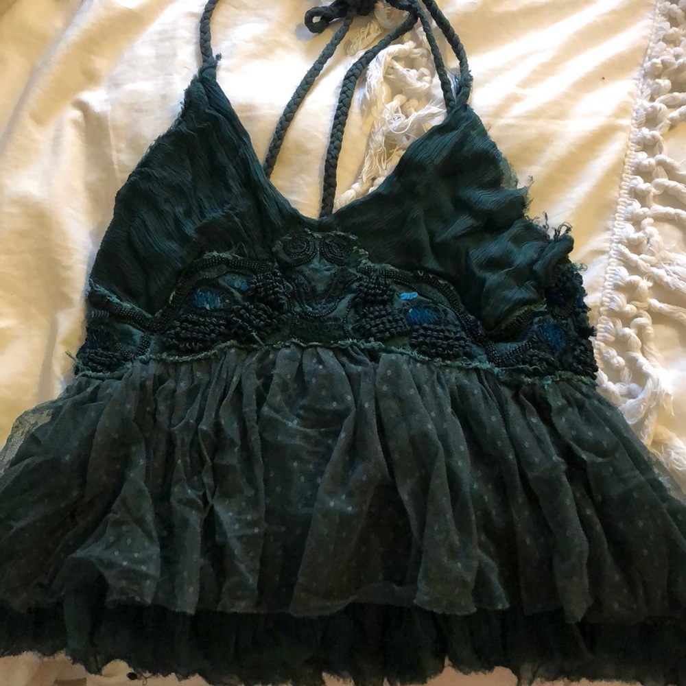 Free people backless crop tie tank top
